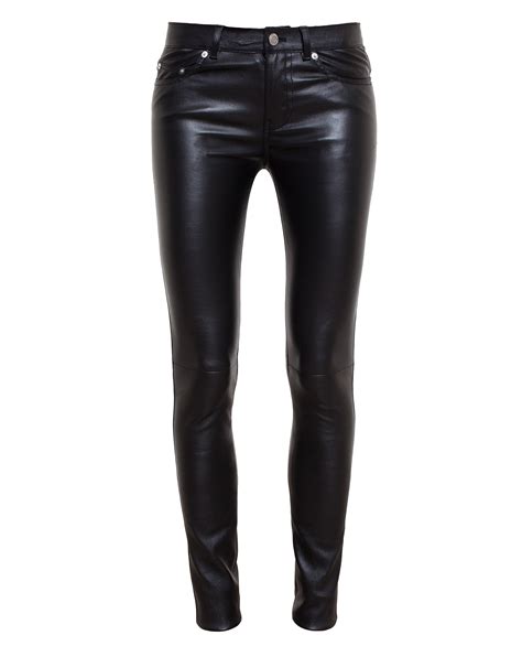 Saint Laurent Skinny Leather Trousers In Black Lyst