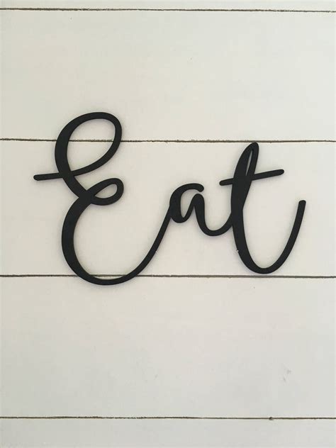 Eat wood word word cut out laser cut wooden wall art | Etsy
