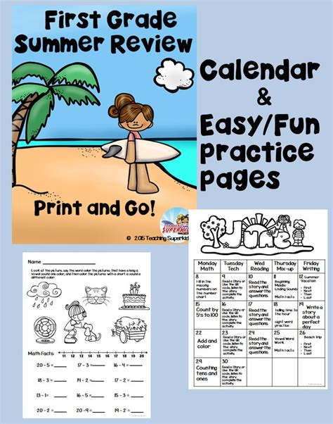 Summer Review No Prep 1st Grade Summer Worksheets Kindergarten