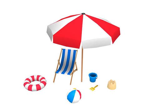 3d Model Beach Props Pack Vr Ar Low Poly Cgtrader