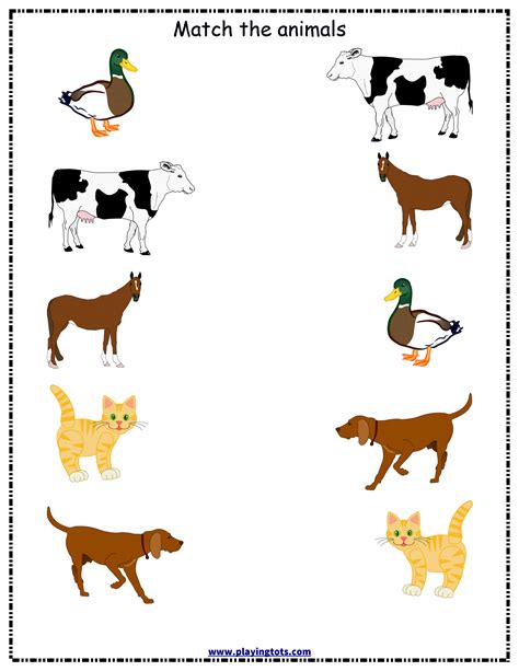 Farm Animal Matching Worksheet
