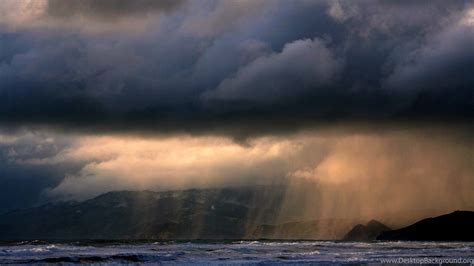 Sky Landscapes Coast Storm Rain Clouds Ocean Sea Full Hd Desktop