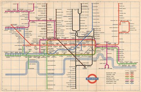 London Underground Tube Map Plan South Acton Aylesbury Ongar Harry Beck