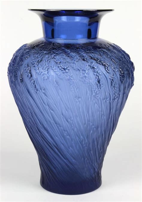 Sold Price Lalique France Blue Lavender Vase Invalid Date Pdt Lalique Blown Glass Art