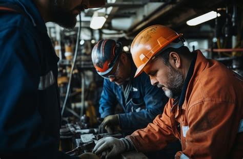 Premium Photo Two Oil Workers Are Working On An Oil Rig