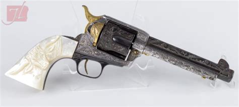 1923 Colt Saa Engraved Revolver Pearl Grip 45c