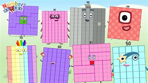 Meet Numberblocks 50 60 64 70 80 8 90 And One Hundred Youtube