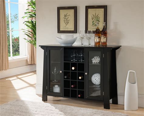Jesse Black Wood Contemporary Wine Rack Sideboard Buffet Display Conso