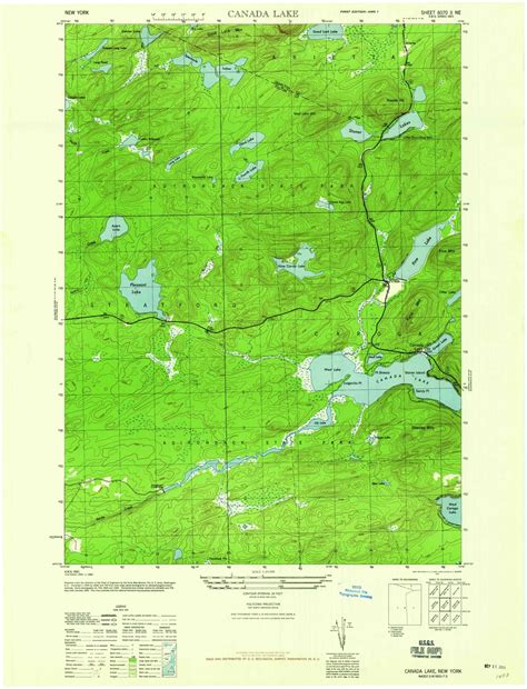 Classic Usgs Canada Lake New York 75x75 Topo Map Mytopo Map Store