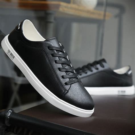 Hemmyi Classic Style Solid Color Black White Men Casual Shoes Male