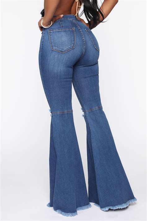 Mystery Solved Extreme Bell Bottom Jeans Medium Blue Wash Fashion Nova
