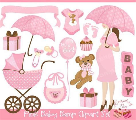 Pink Baby Bump Clipart Set Etsy In 2020 Baby Clip Art Baby