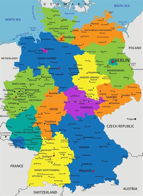 Niemcy Polityczna Wektorowa Mapa Z Regionami Ilustracja Wektor