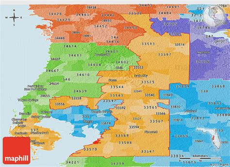 Political Shades Panoramic Map Of Zip Codes Starting With 335
