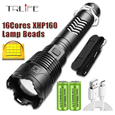 Upgraded 16cores Xhp160 Most Powerful Led Flashlight Usb Rechargeable