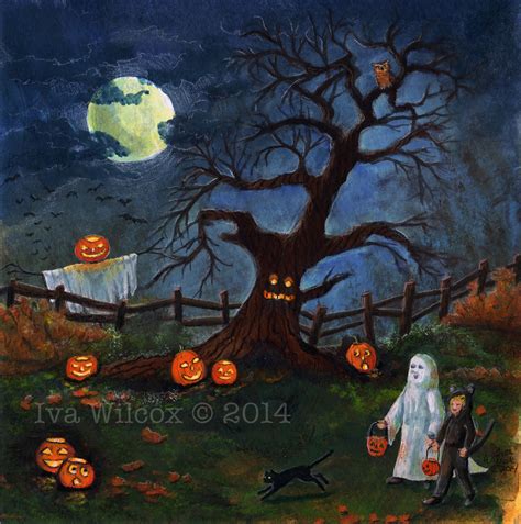 Original Halloween Gouache Painting By Iva Wilcox © 2014 Flickr