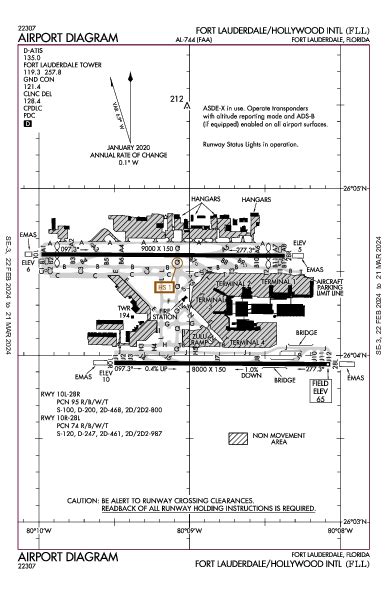 Fort Lauderdale Intl Airport Map And Diagram Fort Lauderdale Fl Kfll