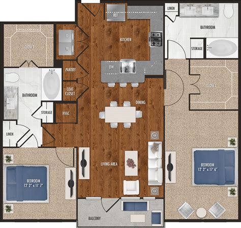 B7 Two Bedroom Floor Plan For Alexan 5151