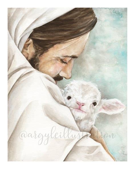 Watercolor Print Of Christ With A Lamb Etsy In 2020 Jesus Christ