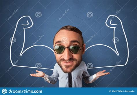 Big Head On Small Body Wants To Be Strong Stock Photo