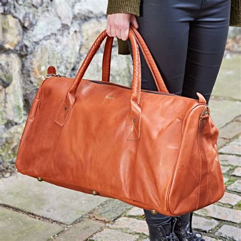 Personalised Leather Duffle Style Gym Bag By Paper High