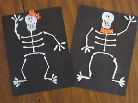 Preschool Crafts For Kids Halloween Q Tip Skeleton Craft