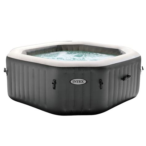 Intex 28413wl Purespa 4 Person Octagonal Inflatable Hot Tub Spa Gray