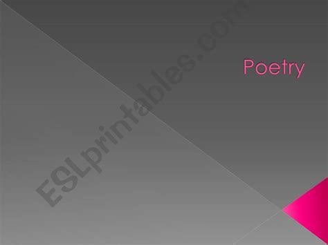 Esl English Powerpoints Introduction To Poetry