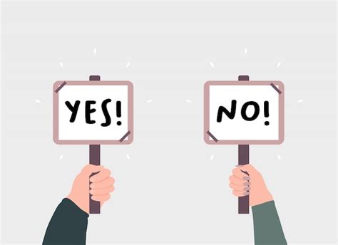 Premium Vector Hands Holding Yes And No Signs On Wood Stick Cartoon