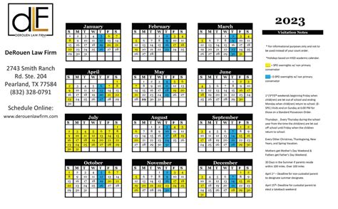 Standard Possession Order Texas Calendar 2023 Printable Word Searches