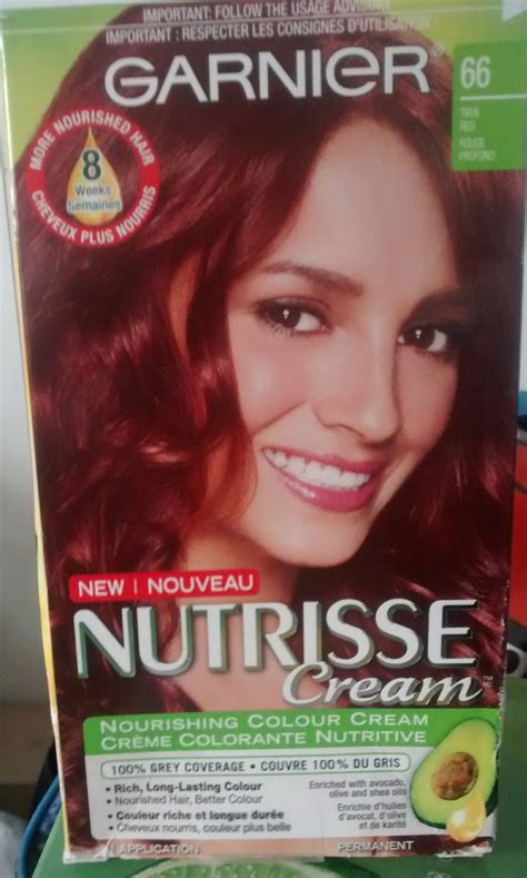 A complete hair dye kit: Garnier Nutrisse Nourishing Colour Cream Hair Color ...