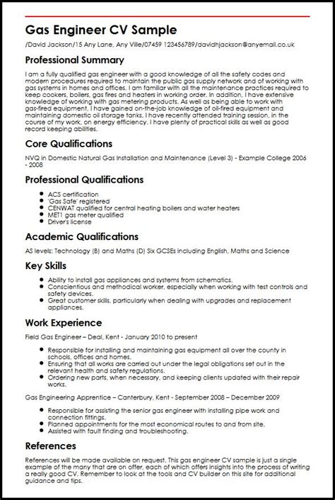 Use a professional engineering resume template. Gas Engineer CV Example - myPerfectCV