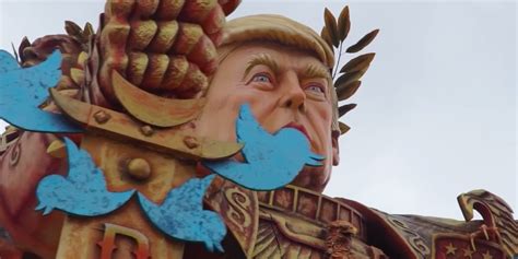 God Emperor Trump Italys Giant Trump Float With Twitter Sword
