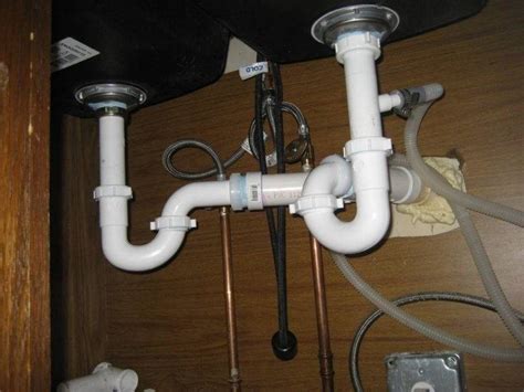 Kitchen sinks have a strainer fitted into a strainer body that's inserted down through the sink hole and sealed to the sink with a bead of plumber's putty. Double Kitchen Sink Plumbing Diagram Pixshark - Get in The Trailer