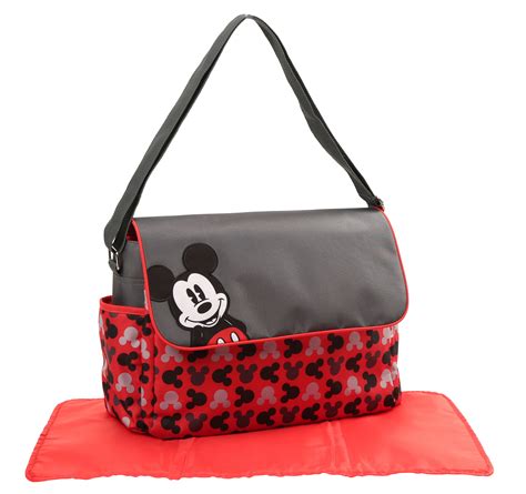 Disney Mickey Mouse Toss Heads Print Diaper Bag With Mickey Applique On