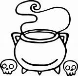 Cauldron Coloring Witch Halloween Drawing Wecoloringpage Anime Cute sketch template