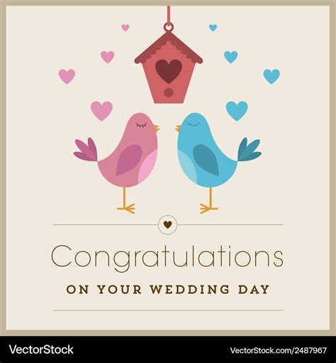 Love Birds Wedding Card Royalty Free Vector Image
