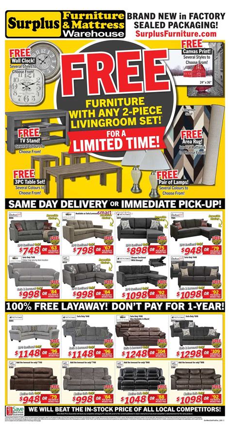 Shipping on selected items at mattress warehouse. Surplus Furniture & Mattress Warehouse (Fredericton) Flyer ...