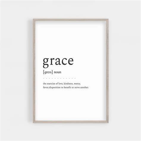 Grace Definition Print Printable Wall Art Grace Print Grace Etsy