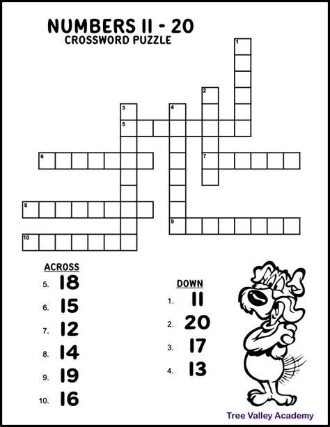 A Free Printable Numbers 11 20 Crossword Puzzle For Kids The Number