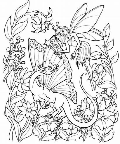 Coloring Pages Fairies Adult Fairy Unicorn Horse