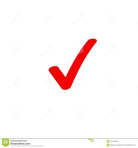 Tick Icon Vector Symbol, Marker Red Checkmark Isolated On White ...