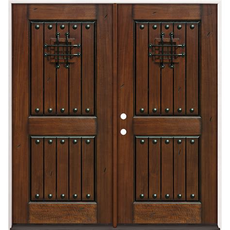 Rustic Mahogany Prehung Wood Double Door Unit 320 Door Clearance Center