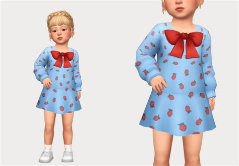 Ribbon Sweater Dress Casteru Sims 4 Toddler Clothes Sims 4 Toddler