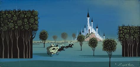Eyvind Earle Sleeping Beauty Castle And Coach Concept Painting Lot