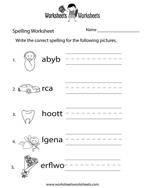 Spelling Test Worksheet Worksheets Worksheets