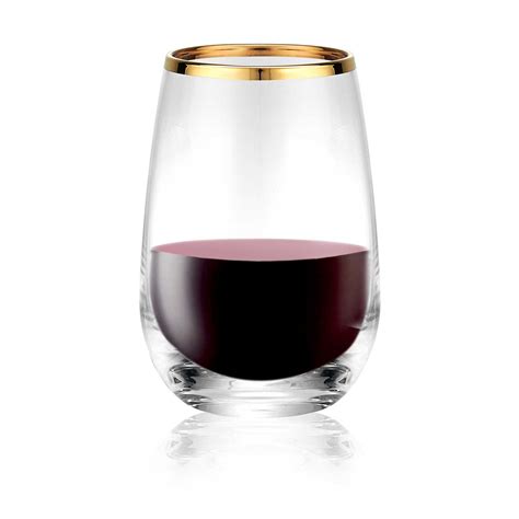 Artland® Gold Band Stemless Bordeaux Wine Glasses Set Of 4 Bordeaux Wine Gold Bands Bordeaux