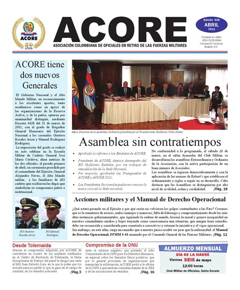Periódico edición 509 abril 2011 by ACORE - Issuu