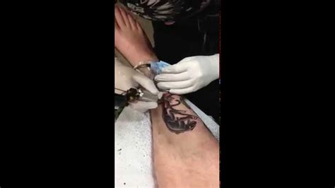 Tattoo Being Made Using An Original Sailor Jerry Acetate Stencil Youtube