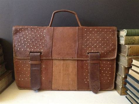 Moroccan Leather Briefcase Bag Handmade Tan Brown Attache Etsy